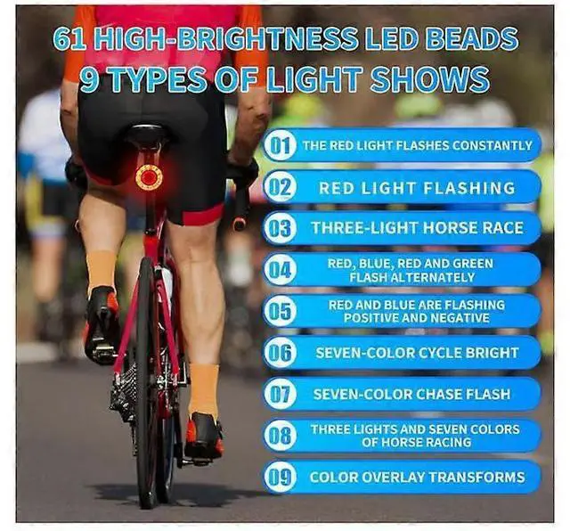 Alt view image 2 of 5 - EcocleanpathSmart Bike Tail Light - 9 Modes, USB Rechargeable, Waterproof Safety Light for Night Riding (Black)