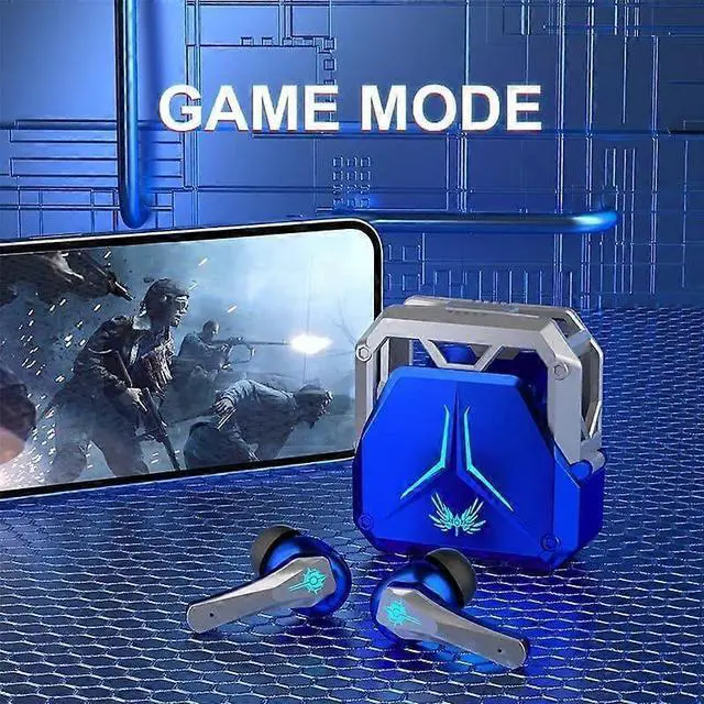 Alt view image 2 of 5 - Bluetooth 5.2 TWS Wireless Earphones, 24H Playtime & Low Latency Gaming Mode, Blue