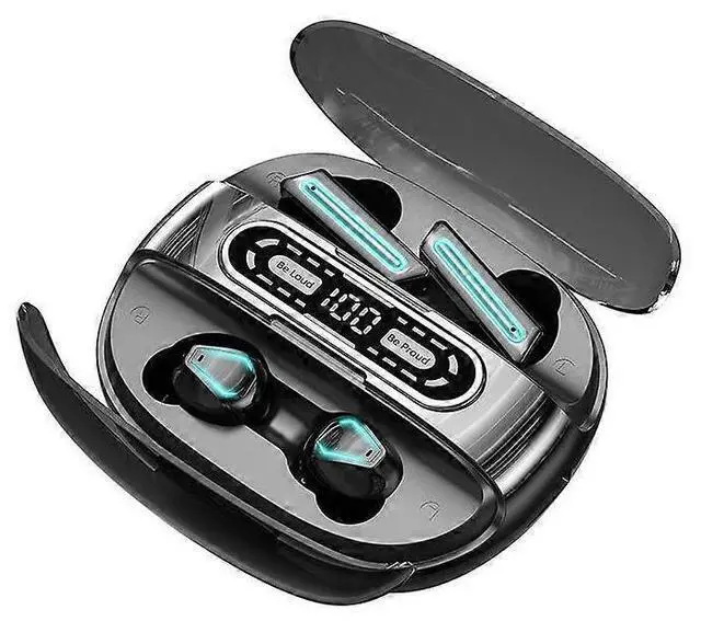 Main image of Bluetooth 5.3 Wireless Earbuds with Digital Display, IPX7 Waterproof, Noise Cancelling (Black)