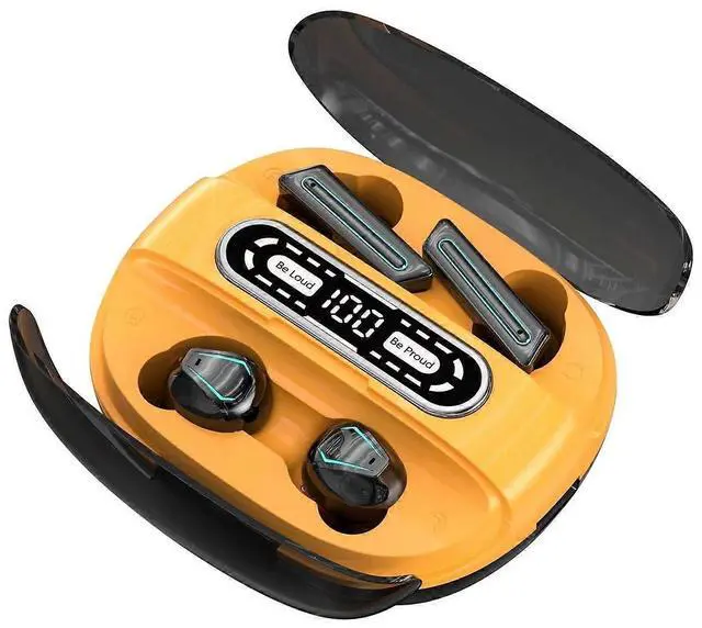 Main image of Bluetooth 5.3 Wireless Earbuds, Digital Display Charging Case, IPX7 Waterproof, 8H Playtime (Orange)