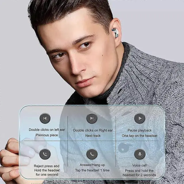 Alt view image 5 of 5 - Bluetooth 5.3 TWS Earbuds, ENC Noise Cancelling & IPX7 Waterproof, 180H Playback (Silver)