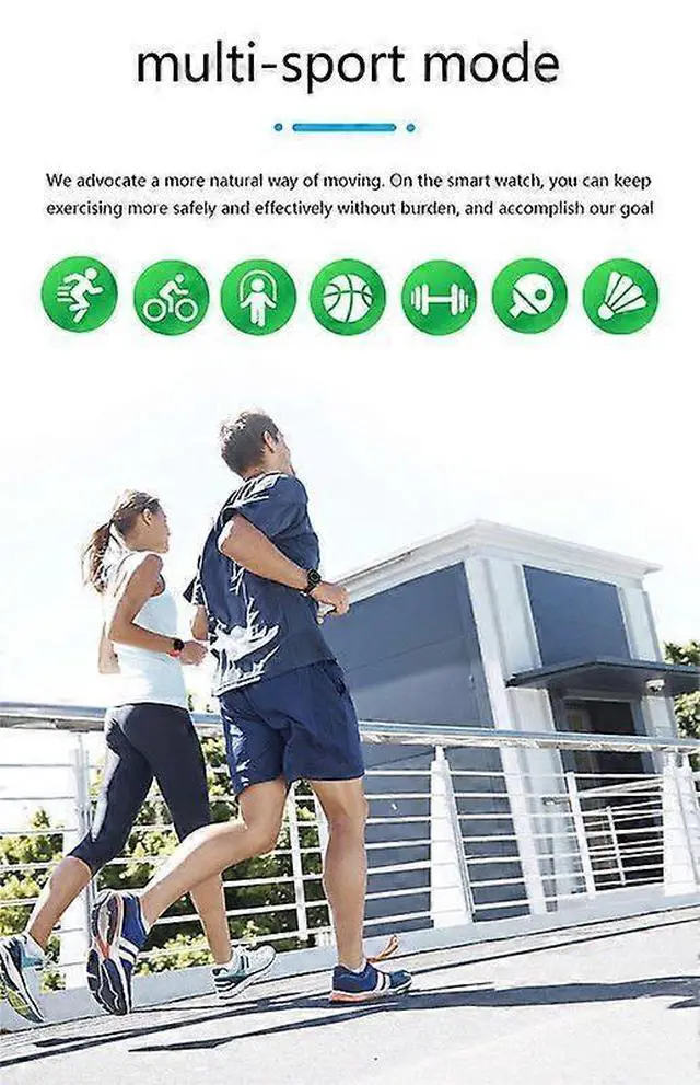 Alt view image 4 of 5 - Ecocleanpath Smart Watch with 1.3" HD Touch Screen, IP68 Waterproof, Heart Rate & Call, Blue