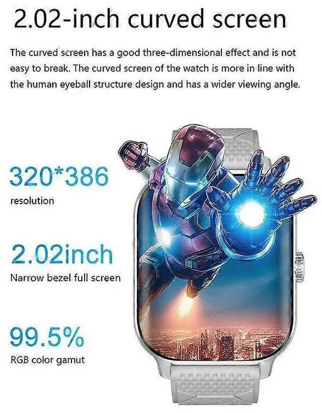 Alt view image 2 of 5 - Ecocleanpath Smart Watch, 2.02" Curved Screen, 30-Day Standby, 100 Sports Modes, Health Monitor, Black