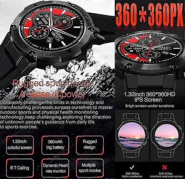 Alt view image 5 of 5 - Ecocleanpath K28H/317 Sports Smartwatch: 1.32" HD Display, Call Support, 15-Day Battery, Multi-Sport Modes