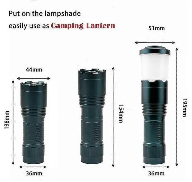 Alt view image 2 of 5 - Ecocleanpath S1200 Super Bright 1300 Lumen LED Flashlight with Red Back Light & Camping Lantern Shade, Blue