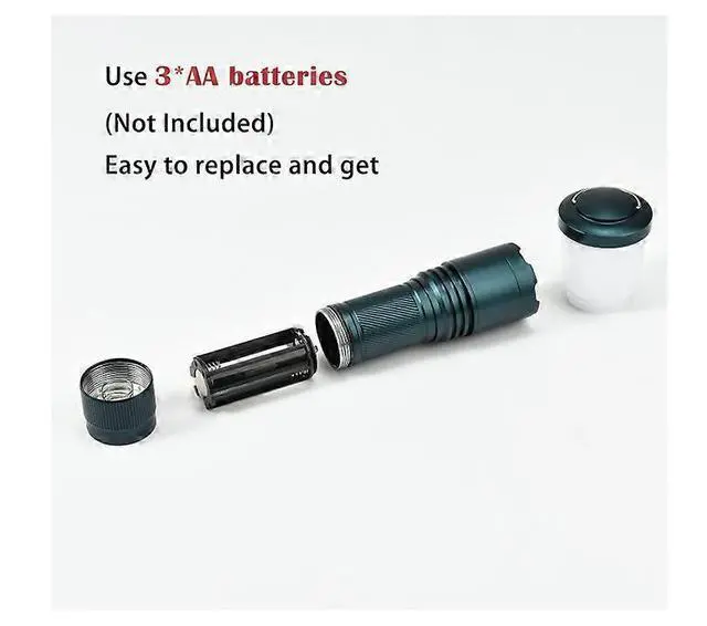 Alt view image 4 of 5 - Ecocleanpath S1200 Super Bright 1300 Lumen LED Flashlight with Red Back Light & Camping Lantern Shade, Blue