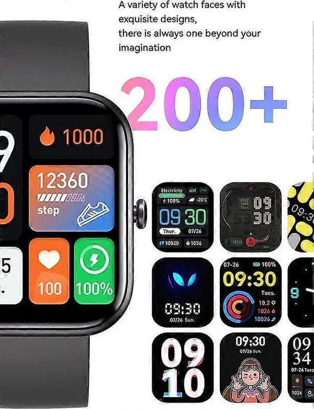 Alt view image 5 of 5 - Ecocleanpath Smart Watch with 2.0" HD Screen, 100 Sports Modes, 10-Day Battery Life, Black - All-Day Health Monitor