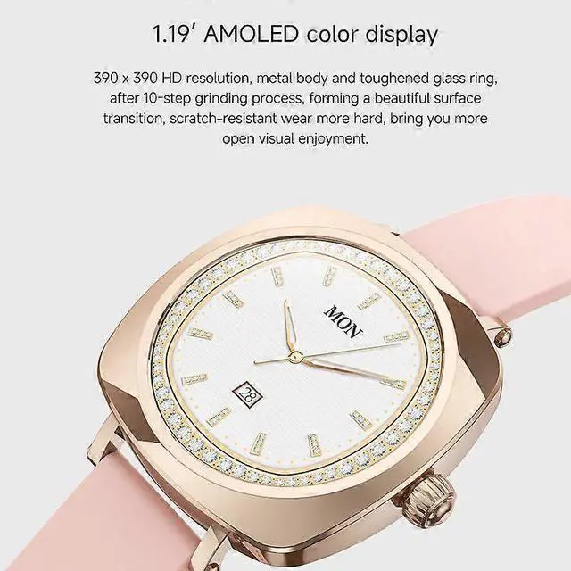 Alt view image 5 of 5 - Ecocleanpath LC605 Smart Watch 1.19'' AMOLED Women's Health Monitor, Rose Gold for Android iOS