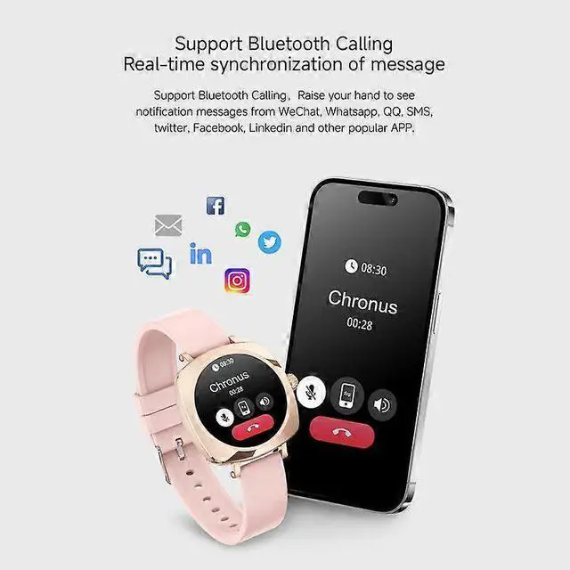 Alt view image 4 of 5 - Ecocleanpath LC605 Smart Watch 1.19'' AMOLED Women's Health Monitor, Rose Gold for Android iOS