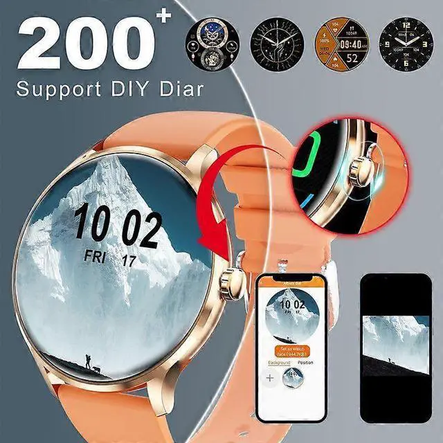 Alt view image 4 of 5 - Ecocleanpath 1.39" Smart Watch, Bluetooth 5.2, IP67 Waterproof, 114 Sports Modes, Orange Unisex for iPhone Android