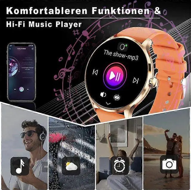 Alt view image 5 of 5 - Ecocleanpath 1.39" Smart Watch, Bluetooth 5.2, IP67 Waterproof, 114 Sports Modes, Orange Unisex for iPhone Android