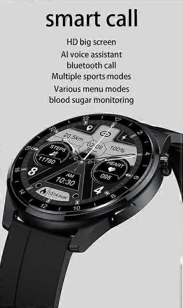 Alt view image 2 of 5 - Ecocleanpath Smart Watch 1.45" HD Screen, IP68 Waterproof, AI Voice, Health Monitor for iPhone Android, Black