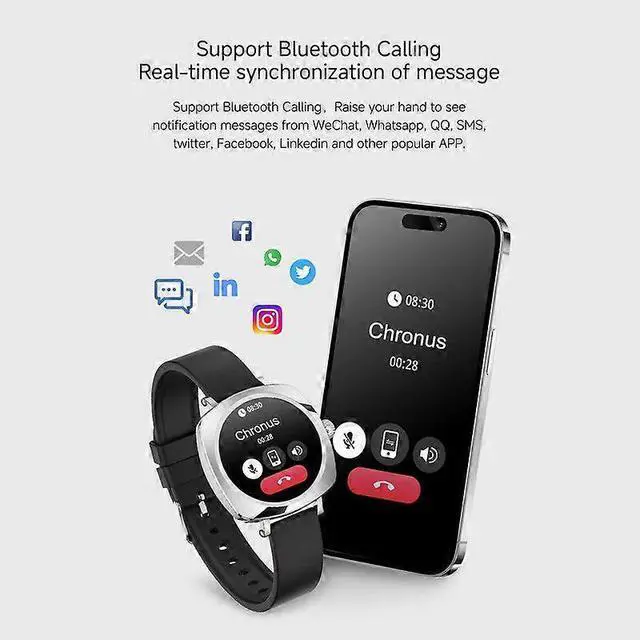 Alt view image 4 of 5 - Ecocleanpath LC605 Smart Watch 1.19'' AMOLED with Women's Health Monitor for Android iOS, Black