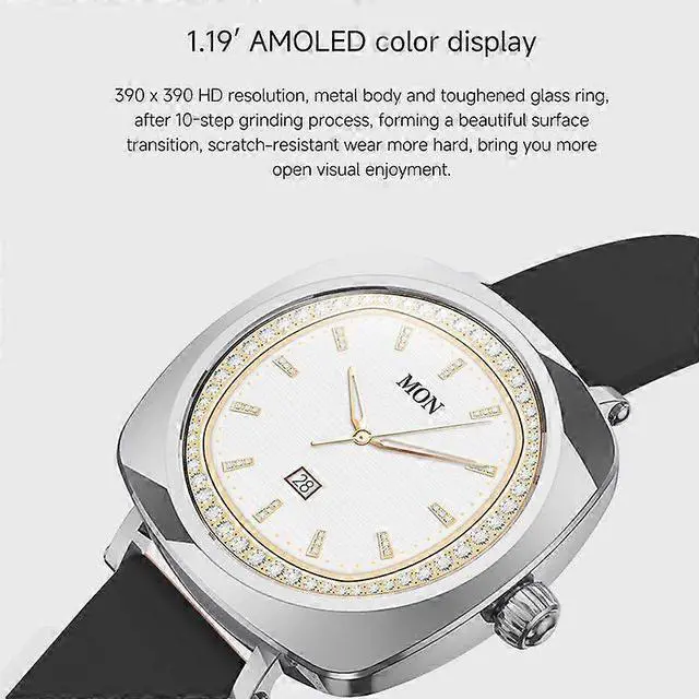 Alt view image 5 of 5 - Ecocleanpath LC605 Smart Watch 1.19'' AMOLED with Women's Health Monitor for Android iOS, Black