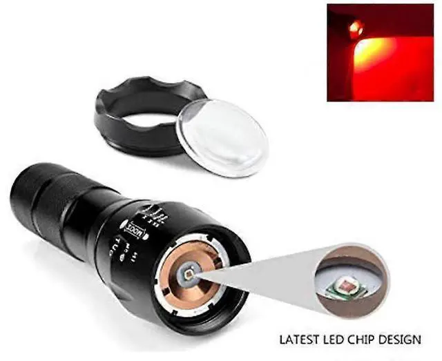Alt view image 2 of 5 - Ecocleanpath Red LED Tactical Hunting Flashlight, Zoomable Black Torch for Night Hunting