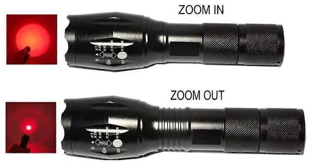 Alt view image 4 of 5 - Ecocleanpath Red LED Tactical Hunting Flashlight, Zoomable Black Torch for Night Hunting