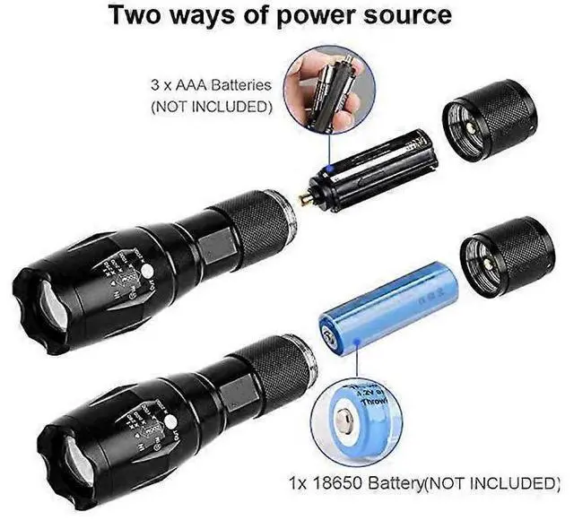 Alt view image 5 of 5 - Ecocleanpath Red LED Tactical Hunting Flashlight, Zoomable Black Torch for Night Hunting