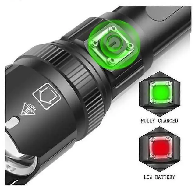 Alt view image 2 of 5 - Ecocleanpath XHP100 LED Flashlight, USB Rechargeable, Ultra Bright Waterproof Work Light for Outdoor & Travel (Black)
