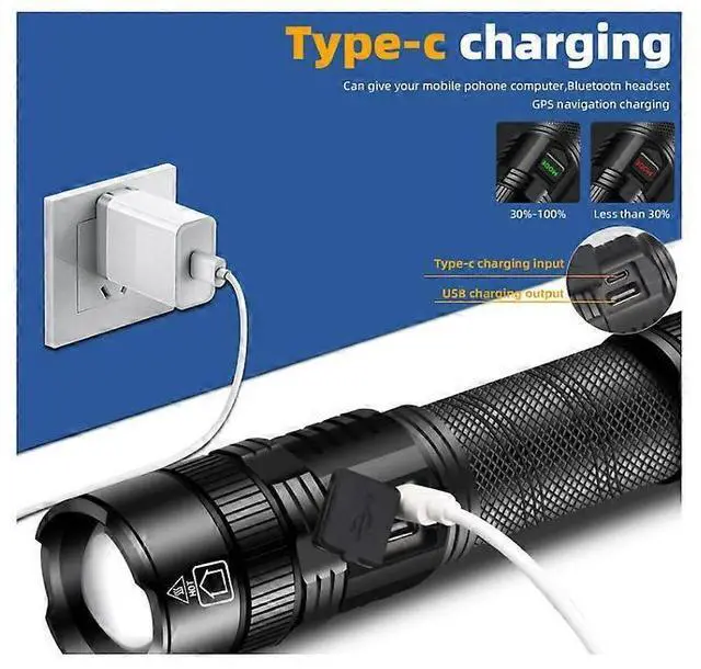 Alt view image 4 of 5 - Ecocleanpath 100,000 Lumens XHP99 Tactical Flashlight, 5 Modes Zoomable IP68 Waterproof for Outdoor Camping & Emergency