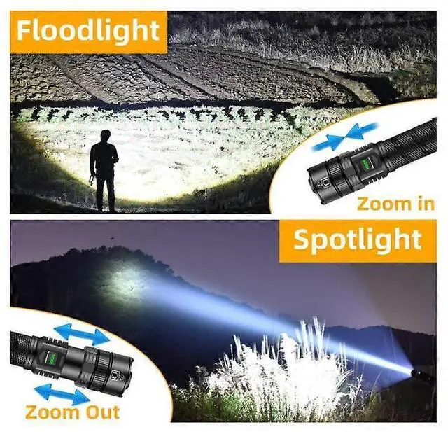 Alt view image 3 of 5 - Ecocleanpath 100,000 Lumens XHP99 Tactical Flashlight, 5 Modes Zoomable IP68 Waterproof for Outdoor Camping & Emergency