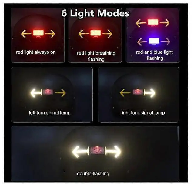 Alt view image 3 of 5 - EcocleanpathUSB Rechargeable Bike Helmet Turn Signal Light, 6 Modes Waterproof Cycling Taillight with Remote (Blue)