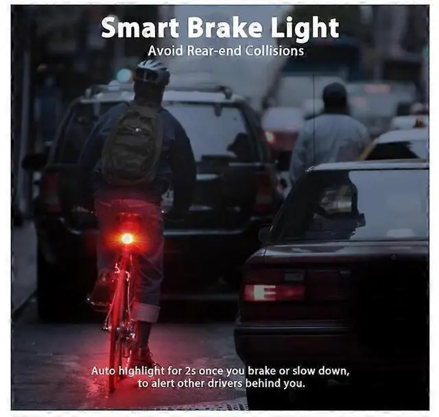 Alt view image 3 of 5 - EcocleanpathSmart Bike Brake Light with 110dB Alarm, Auto ON/Off, USB-C Rechargeable, Waterproof Rear Light (Black)