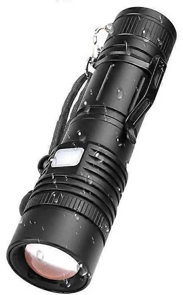 Main image of Ecocleanpath USB Rechargeable Aluminum Alloy Flashlight, Telescopic Camping Torch Light for Outdoor Hiking (Black)