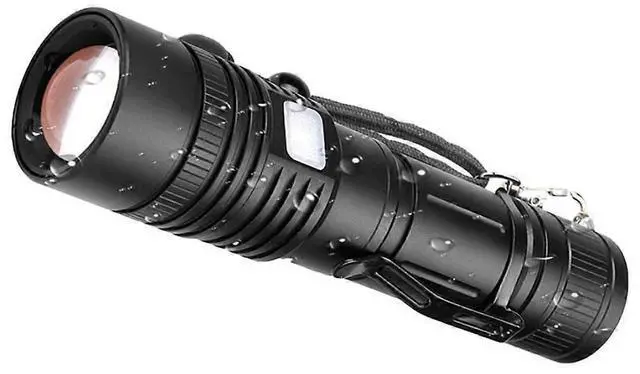 Alt view image 2 of 5 - Ecocleanpath USB Rechargeable Aluminum Alloy Flashlight, Telescopic Camping Torch Light for Outdoor Hiking (Black)