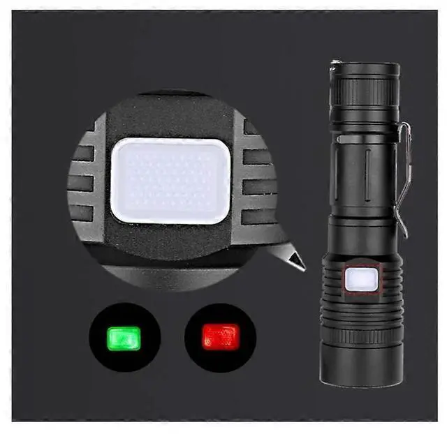 Alt view image 4 of 5 - Ecocleanpath USB Rechargeable Aluminum Alloy Flashlight, Telescopic Camping Torch Light for Outdoor Hiking (Black)