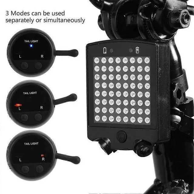 Alt view image 4 of 5 - EcocleanpathUSB Rechargeable Wireless Bike Turn Signal with Remote, LED Cycling Tail Light (Black)