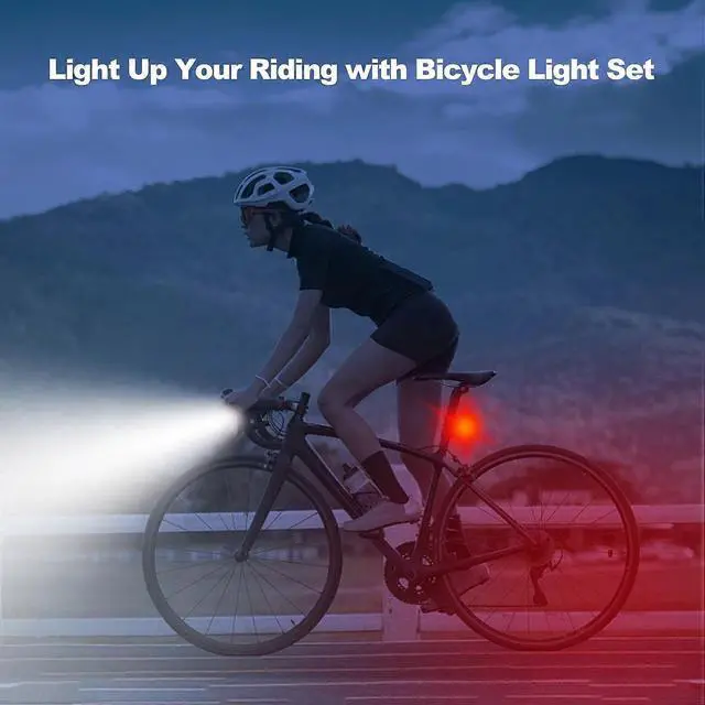 Alt view image 2 of 5 - EcocleanpathRechargeable Bike Lights Set, 500LM Front & 450LM Rear, 8+9 Modes, IP65 Waterproof for Cycling Safety