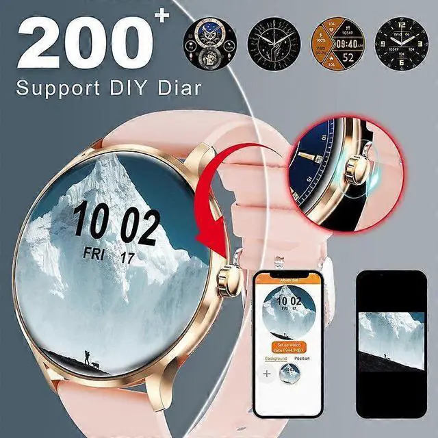 Alt view image 4 of 5 - Ecocleanpath Smart Watch 1.39" Full Touch, Bluetooth 5.2, IP67 Waterproof, 114 Sports Modes, Pink for Men & Women