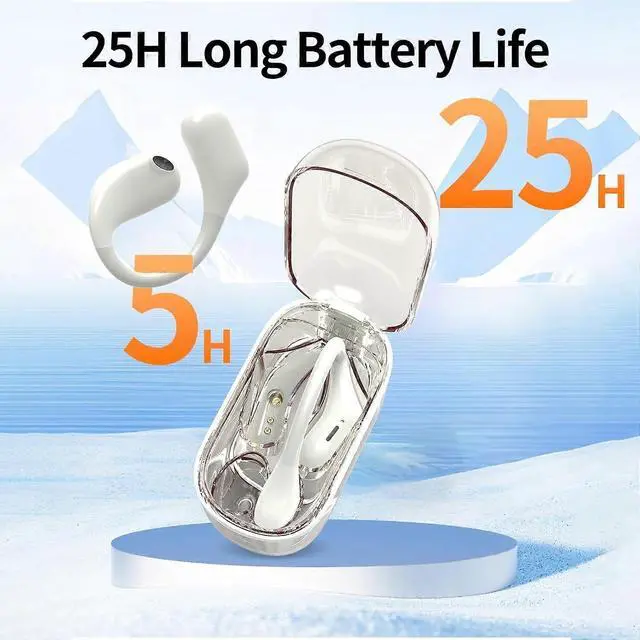 Alt view image 3 of 5 - C01 Wireless Earbuds Bluetooth 5.3, Noise Cancelling HiFi Stereo, 25H Playtime, IPX7 Waterproof, White