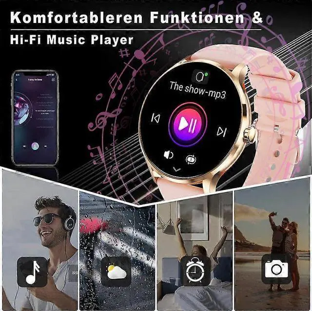 Alt view image 5 of 5 - Ecocleanpath Smart Watch 1.39" Full Touch, Bluetooth 5.2, IP67 Waterproof, 114 Sports Modes, Pink for Men & Women