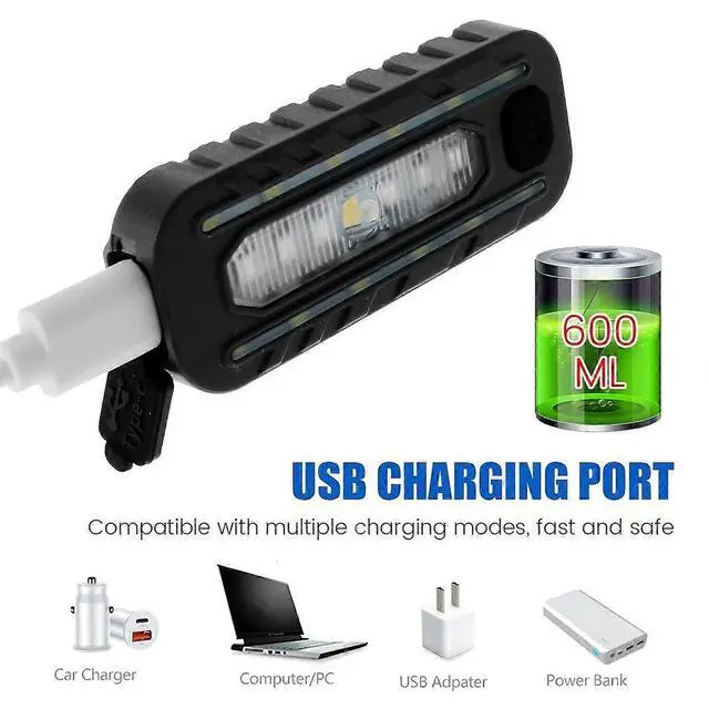 Alt view image 3 of 5 - EcocleanpathUSB Rechargeable LED Shoulder Clip Light, 600mAh Battery, IP55 Waterproof, 5 Modes for Bicycle Safety