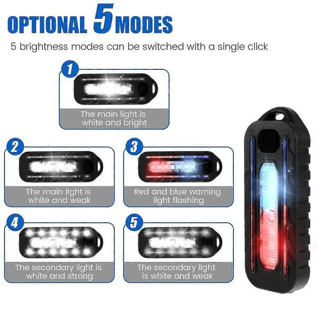 Alt view image 4 of 5 - EcocleanpathUSB Rechargeable LED Shoulder Clip Light, 600mAh Battery, IP55 Waterproof, 5 Modes for Bicycle Safety