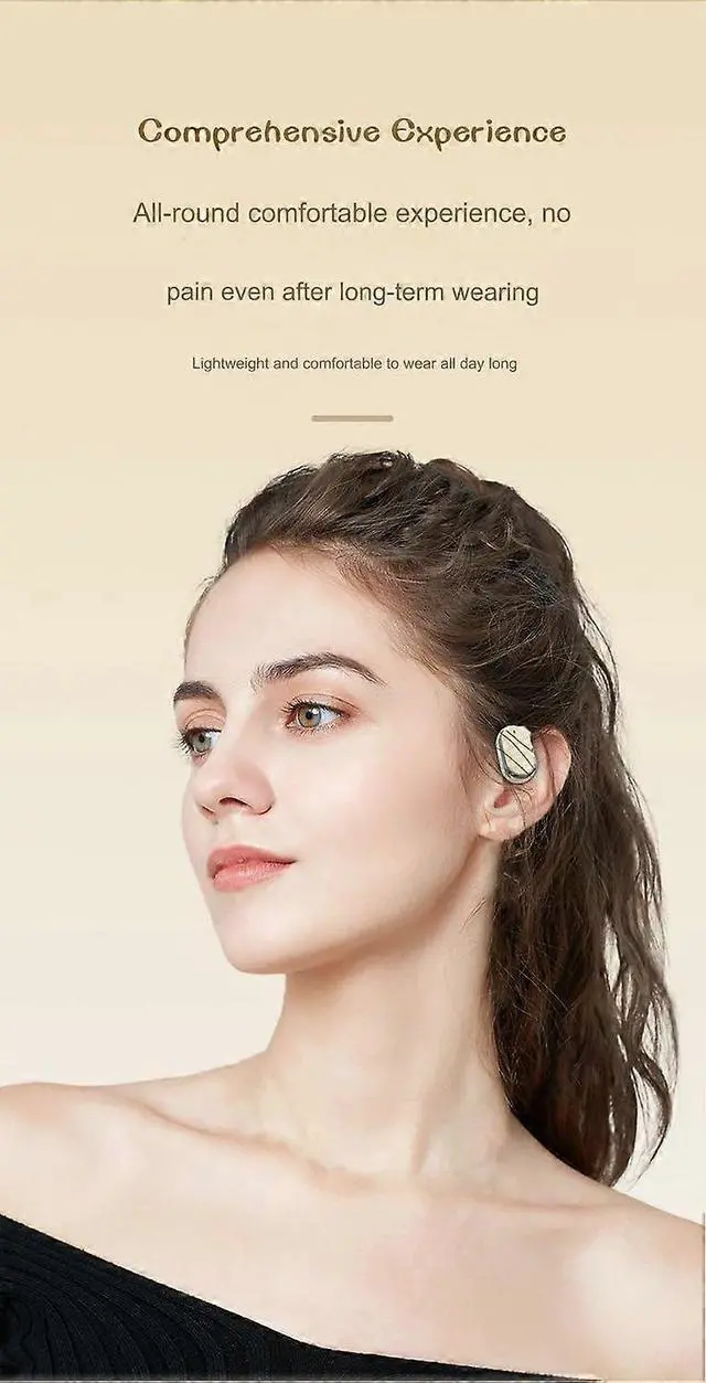 Alt view image 3 of 5 - Bluetooth 5.3 Wireless Ear-Hook Earphones with Digital Display, Touch Control, Long Battery Life - Yellow