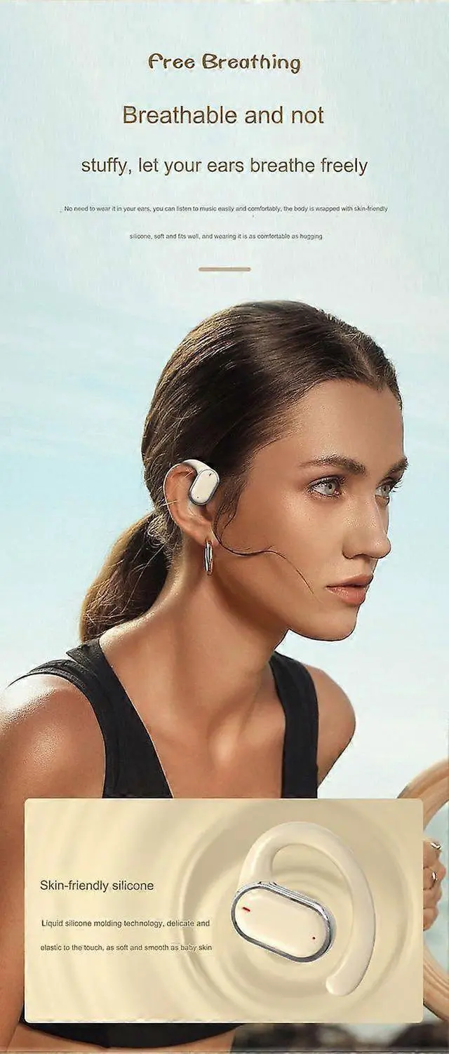 Alt view image 4 of 5 - Bluetooth 5.3 Wireless Ear-Hook Earphones with Digital Display, Touch Control, Long Battery Life - Yellow