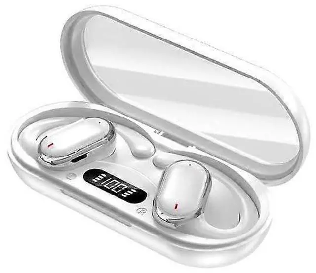 Main image of Bluetooth 5.3 Wireless Ear-Hook Earphones with Digital Display, Touch Control, Long Battery Life - White