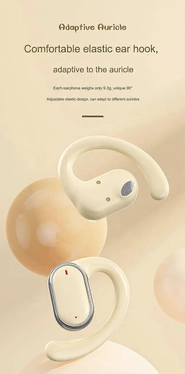 Alt view image 2 of 5 - Bluetooth 5.3 Wireless Earbuds, Touch Control Ear-Hook Sport Headset, Long Battery Life & Hi-Fi Sound (Yellow)