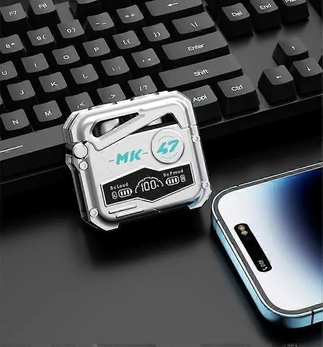 Alt view image 3 of 5 - Mecha Style Gaming Wireless Earbuds, Bluetooth 5.3 HiFi Sound, 45ms Low Latency, 36H Playtime, White