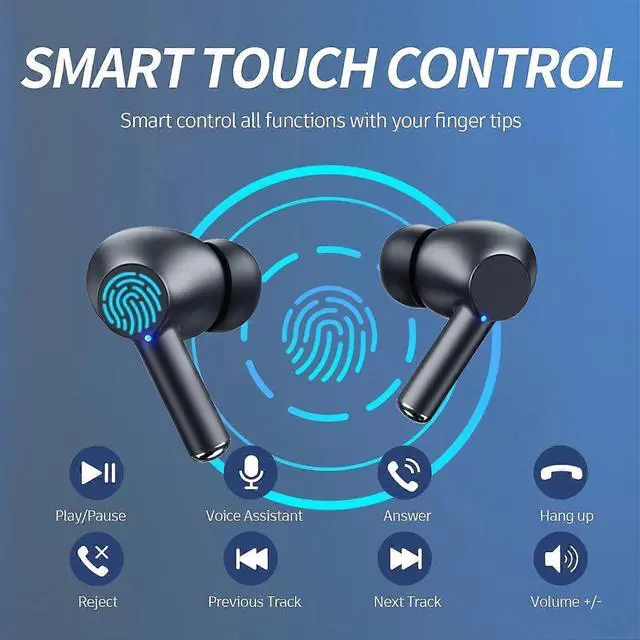 Alt view image 4 of 5 - Bluetooth 5.3 Wireless Earbuds, 40H Playtime LED Display, Bass Stereo with Mic for iPhone Android