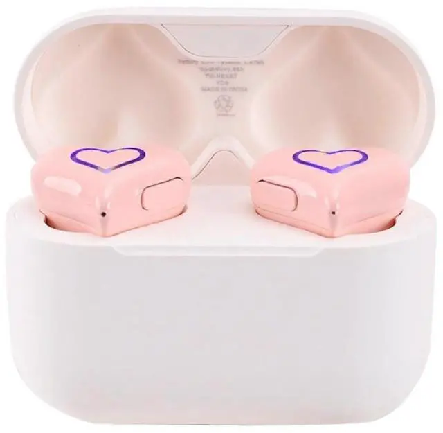 Main image of Luminous Heart-Shaped Wireless Earbuds with Charging Case, BT5.3 Noise Cancelling HiFi Stereo Sound (Pink)