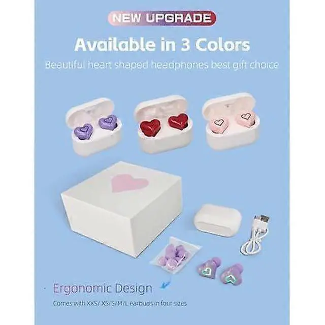 Alt view image 2 of 5 - Luminous Heart-Shaped Wireless Earbuds with Charging Case, BT5.3 Noise Cancelling HiFi Stereo Sound (Pink)