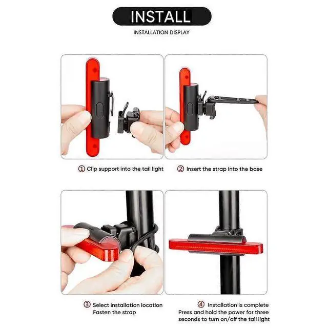 Alt view image 5 of 5 - Ecocleanpath500mAh USB Rechargeable Bike Taillight, 90 Lumen MTB Rear Safety Light with 4 Modes, Black