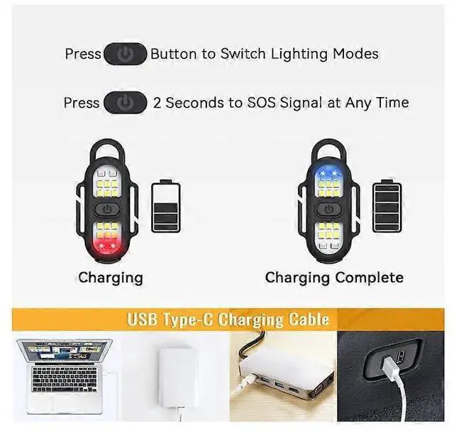 Alt view image 5 of 5 - Ecocleanpath Rechargeable 450 Lumen LED Running Light, Hands-Free Clip-On Flashlight for Safety - Black