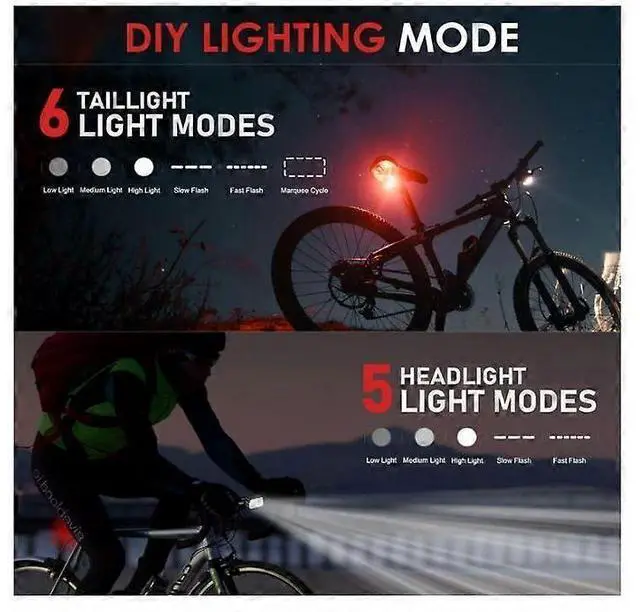 Alt view image 4 of 5 - EcocleanpathSuper Bright USB Rechargeable Bike Light Set, 800 Lumens, 5+6 Modes, IPX6 Waterproof for Night Cycling Safety