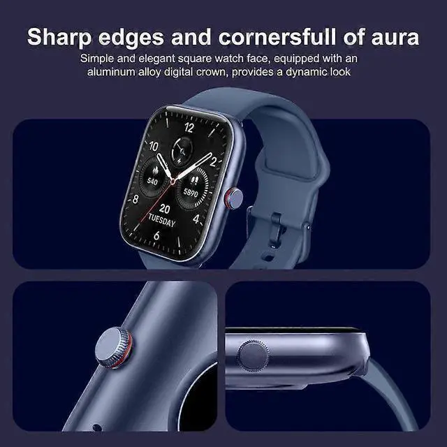 Alt view image 4 of 5 - Ecocleanpath IDW20 Smart Watch with Alexa Voice Assistant, 1.91" Fitness Tracker, IP68 Waterproof, Blue