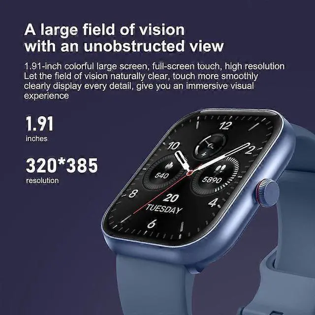 Alt view image 5 of 5 - Ecocleanpath IDW20 Smart Watch with Alexa Voice Assistant, 1.91" Fitness Tracker, IP68 Waterproof, Blue