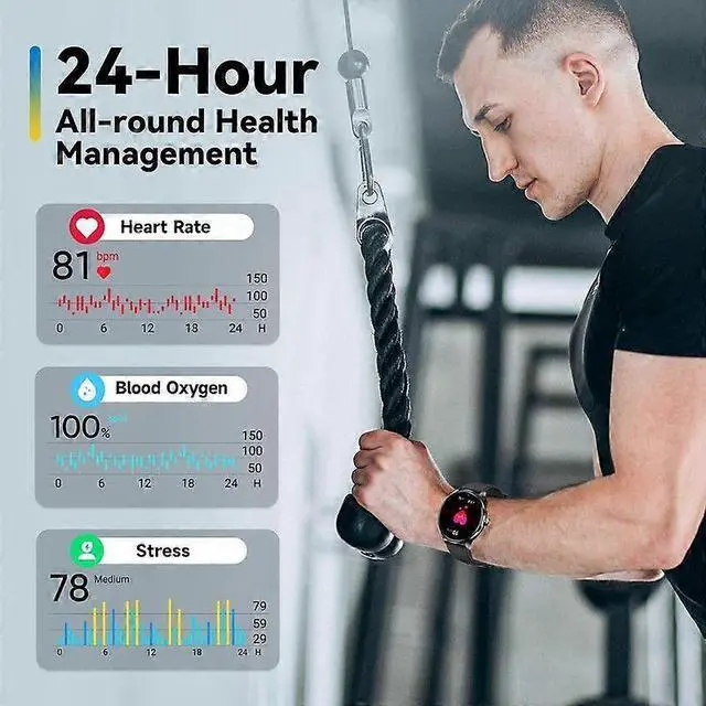 Alt view image 3 of 5 - Ecocleanpath 1.39" Smart Watch, Bluetooth 5.2, IP67 Waterproof, 114 Sports Modes, 7-Day Battery, Black